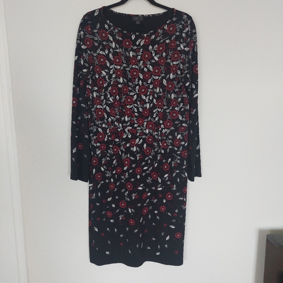 J. Jill Wearever Collection Long Sleeve Floral Print Dress Size Large Tall - Picture 2 of 9